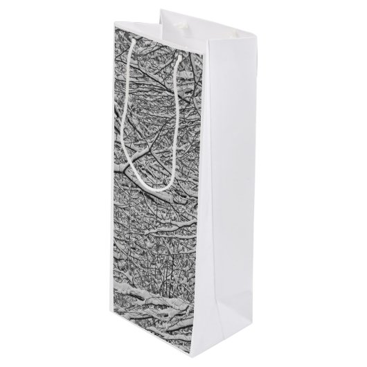 Snowy Branches Wine Gift Bag Wijn Cadeautas (Voorkant Gekanteld)