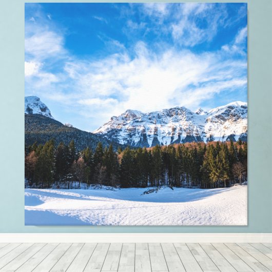 Snowy Brenta Dolomites - Alpen Canvas Afdruk (Insitu (Houten vloer))