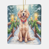 Snowy Bridge Boykin Spaniel Christmas Art Keramisch Ornament (Links)