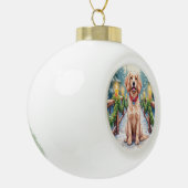 Snowy Bridge Boykin Spaniel Christmas Art Keramische Bal Ornament (Links)