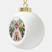 Snowy Bridge Boykin Spaniel Christmas Art Keramische Bal Ornament (Rechts)