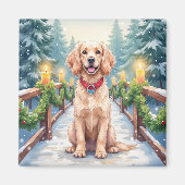 Snowy Bridge Boykin Spaniel Christmas Art Magneet (Voorkant)