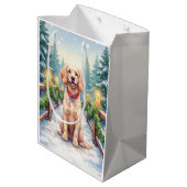 Snowy Bridge Boykin Spaniel Christmas Art Medium Cadeauzakje (Achterkant Gekanteld)