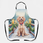 Snowy Bridge Boykin Spaniel Christmas Art Schort (Voorkant)