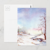 Snowy Bridge Waterverf Landscape Painting Briefkaart (Voorkant / Achterkant)