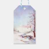 Snowy Bridge Waterverf Landscape Painting Cadeaulabel (Voorkant)