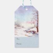 Snowy Bridge Waterverf Landscape Painting Cadeaulabel (Achterkant)