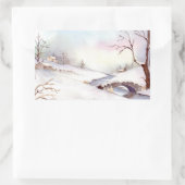 Snowy Bridge Waterverf Landscape Painting Rechthoekige Sticker (Tas)