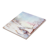 Snowy Bridge Waterverf Landscape Painting Tegeltje (Zijkant)