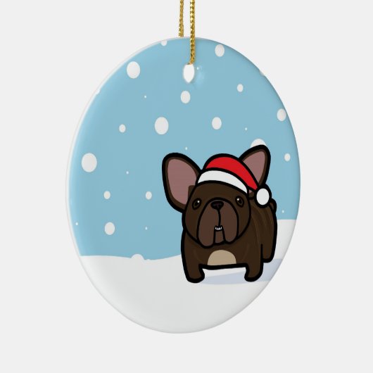 Snowy Brindle Frenchie Keramisch Ornament (Rechts)