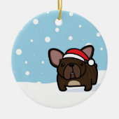 Snowy Brindle Frenchie Keramisch Ornament (Voorkant)