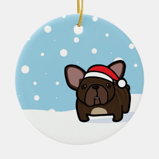 Snowy Brindle Frenchie Keramisch Ornament (Voorkant)