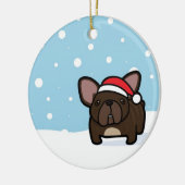 Snowy Brindle Frenchie Keramisch Ornament (Links)