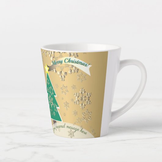 Snowy Bronze kerstboomscène Latte Mok (Rechts)