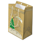 Snowy Bronze "Vrolijk kerstfeest" Medium Cadeauzakje (Achterkant Gekanteld)