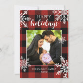 Snowy Buffalo Plaid Feestdagenkaart (Voorkant)