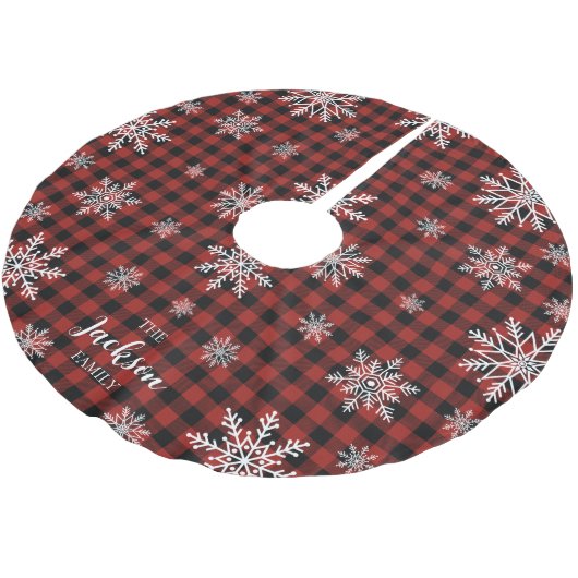 Snowy Buffalo Plaid Tree Rok Kerstboom Rok (Gekanteld)