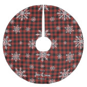 Snowy Buffalo Plaid Tree Rok Kerstboom Rok (Voorkant)
