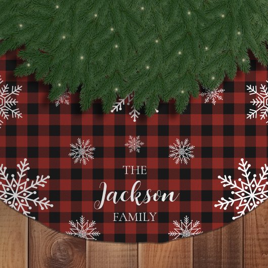 Snowy Buffalo Plaid Tree Rok Kerstboom Rok