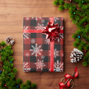 Snowy Buffalo Plaid Wrapping Paper Cadeaupapier