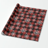 Snowy Buffalo Plaid Wrapping Paper Cadeaupapier (Uitgerold)