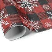 Snowy Buffalo Plaid Wrapping Paper Cadeaupapier (Rol Hoek)