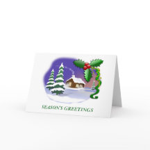 Snowy Cabin met bomen