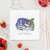 Snowy Cabin met bomen Servetten (Insitu)