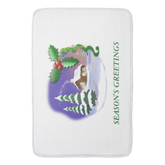 Snowy Cabin met grote badmat (Voorkant Verticaal)