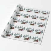 Snowy Cabin Scene Cadeaupapier (Uitgerold)