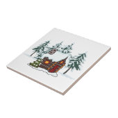 Snowy Cabin Scene Tegeltje (Zijkant)