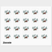 Snowy Cabin Scene Vierkante Sticker (Vel)