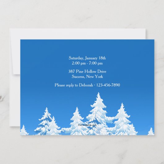 Snowy Cabin Uitnodiging (Achterkant)