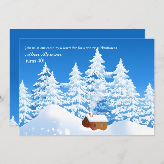 Snowy Cabin Uitnodiging (Voorkant / Achterkant)