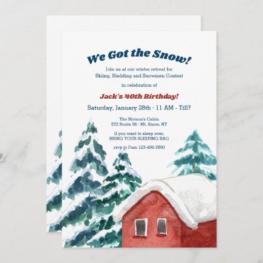 Snowy Cabin Uitnodiging (Voorkant / Achterkant)
