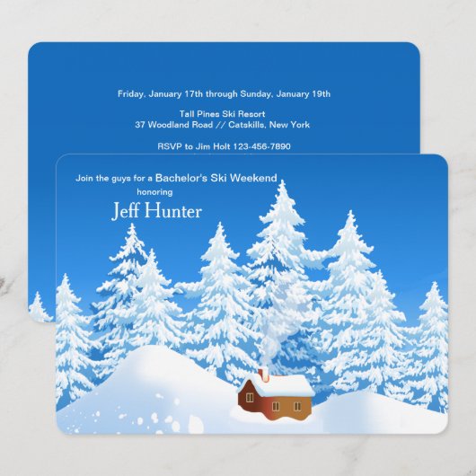 Snowy Cabin Uitnodiging (Voorkant / Achterkant)