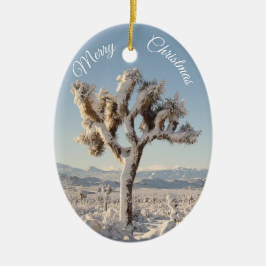Snowy California Desert Kerstmis Keramisch Ornament (Voorkant)