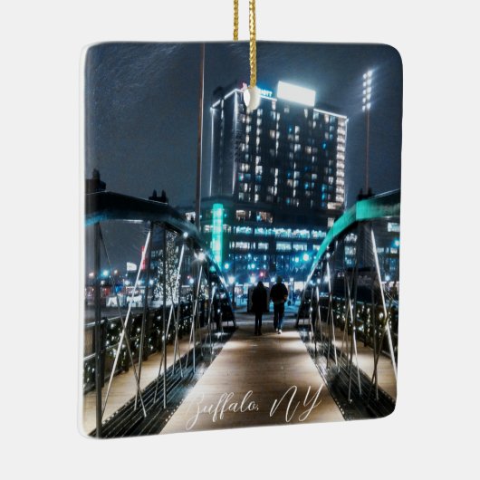 Snowy Canalside Walk Keramisch Ornament (Rechts)