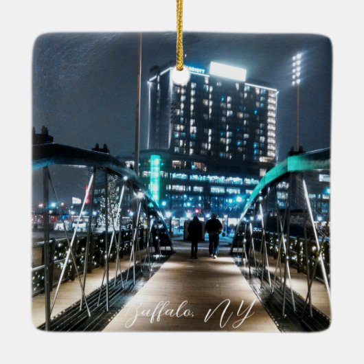 Snowy Canalside Walk Keramisch Ornament (Achterkant)