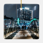 Snowy Canalside Walk Keramisch Ornament (Achterkant)