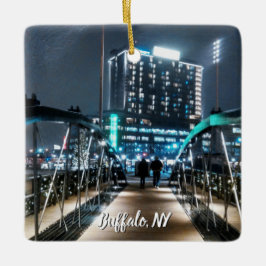 Snowy Canalside Walk Keramisch Ornament