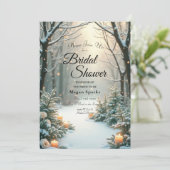 Snowy Candlelit Frosted Evergreens Kaart (Staand voorkant)