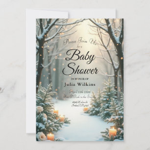 Snowy Candlelit Frosted Evergreens Kaart