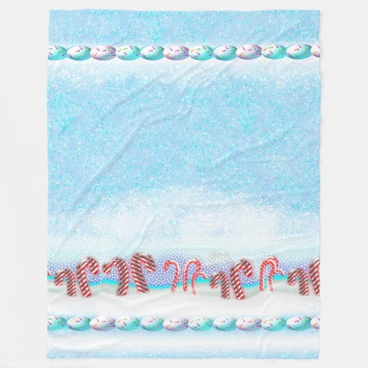 Snowy Candy Cane Forest Winter Scene Fleece Deken (Voorkant)