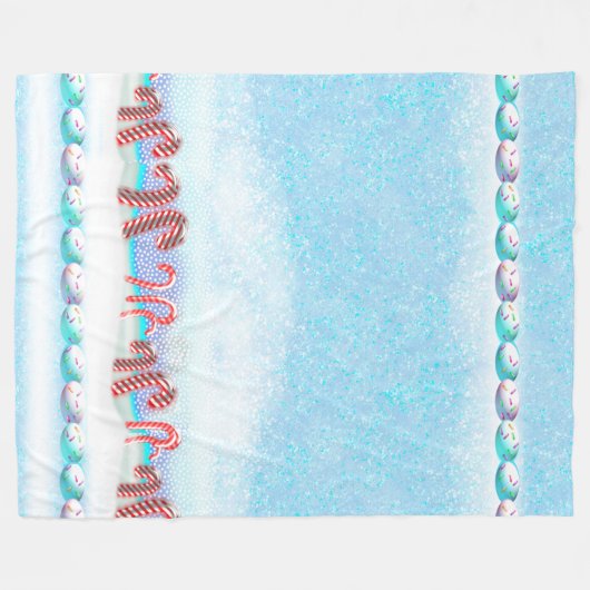 Snowy Candy Cane Forest Winter Scene Fleece Deken (Voorkant (Horizontaal))
