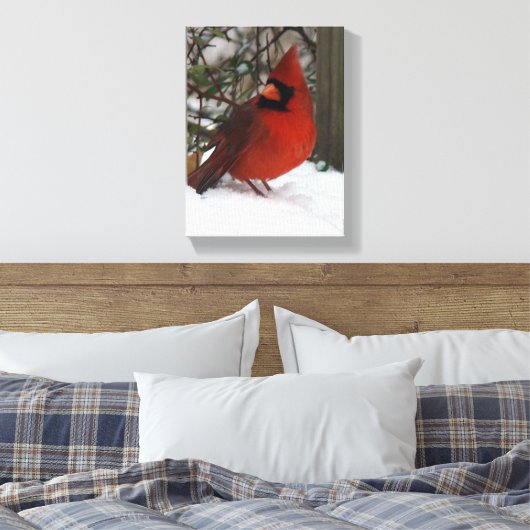 Snowy Cardinaal Canvas Afdruk (Insitu (Slaapkamer))