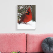 Snowy Cardinaal Canvas Afdruk (Insitu (Woonkamer))