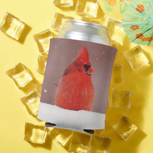 Snowy Cardinal Red Bird Cosy Koelbox Blikjeskoeler (Insitu Zomer)