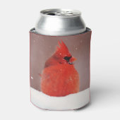 Snowy Cardinal Red Bird Cosy Koelbox Blikjeskoeler (Blikje Voorkant)