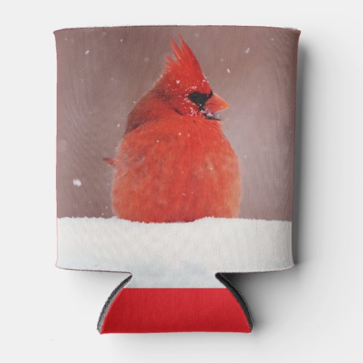 Snowy Cardinal Red Bird Cosy Koelbox Blikjeskoeler (Voorkant)